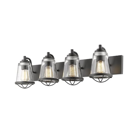 Z-Lite Mariner 4 Light Vanity, Bronze And Clear Seedy 444-4V-BRZ